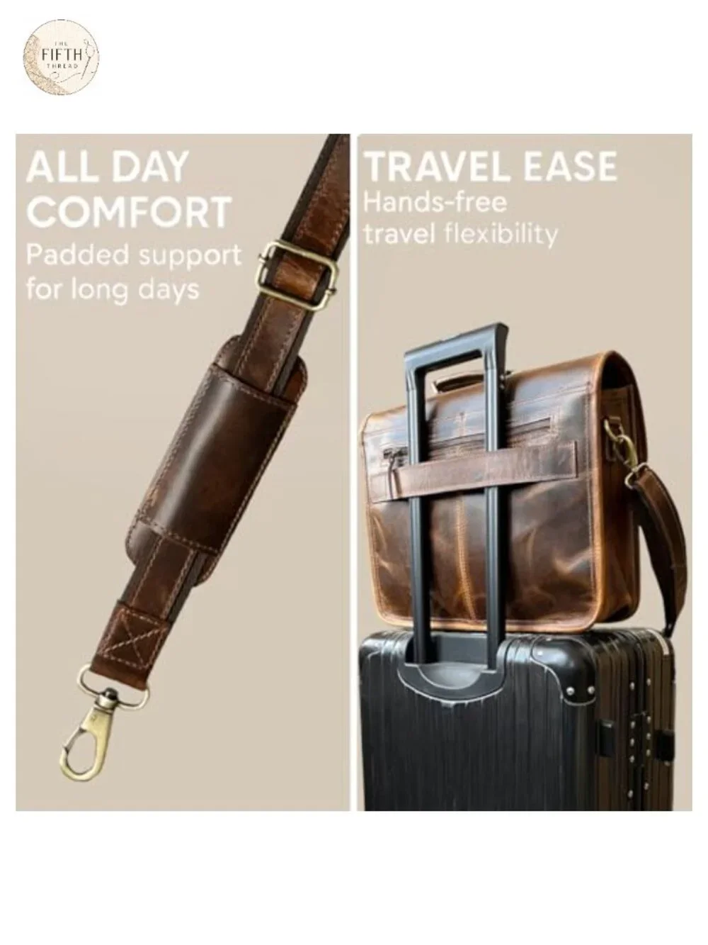 Leather Messenger Bag for Men - 16 Inch Laptop Briefcase, Office Satchel,